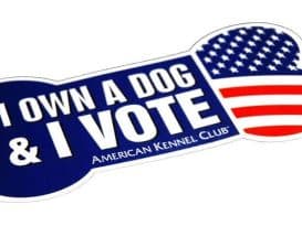 AKC's "I own a dog & I vote" banner.